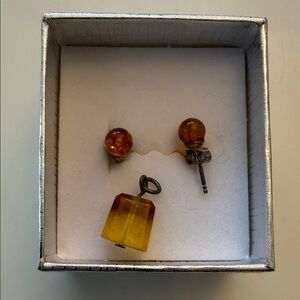 Amber Earrings and Pendant